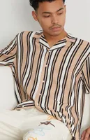 PacSun Tan Stripe Woven Camp Shirt