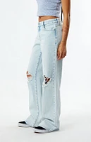 Pacsun Eco Light Indigo Ripped Parker Extreme Baggy Jeans