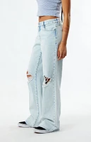 PacSun Eco Light Indigo Ripped Parker Extreme Baggy Jeans