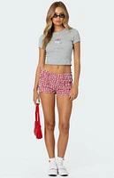 Edikted Gingham Scrunch Shorts