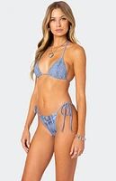 Edikted Denim Printed Triangle Bikini Top