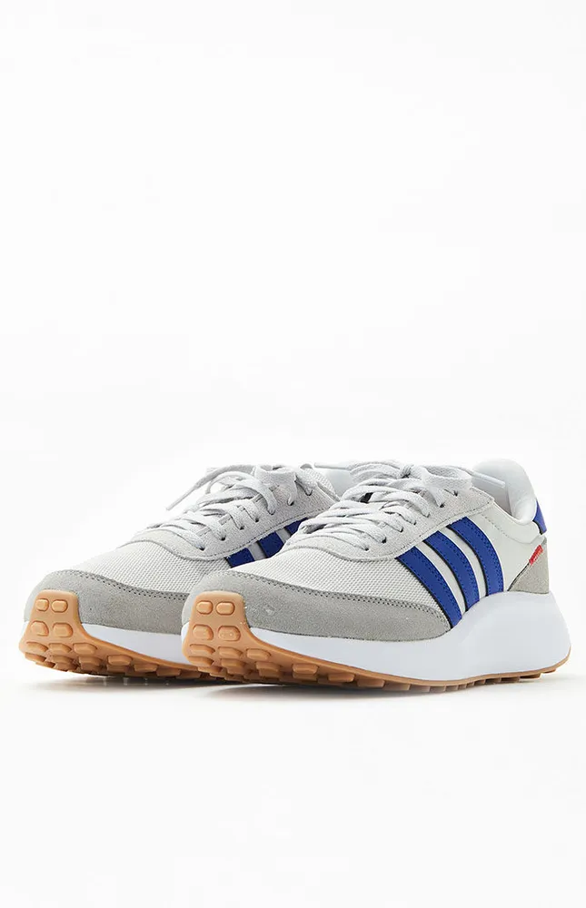 White & Blue Run 70s Shoes