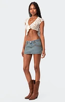 Edikted Rocco Tie Front Crochet Top