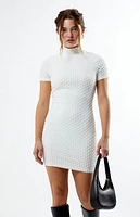Another Girl High Neck Textured Mini Dress