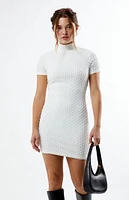 Another Girl High Neck Textured Mini Dress