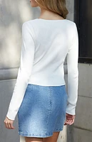 John Galt White Mckenna Long Sleeve Top