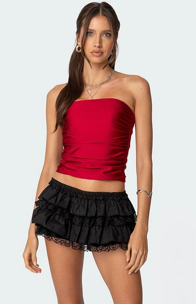 Edikted Maxeen Shiny Gathered Tube Top