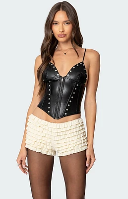 Edikted Studded Faux Leather Corset