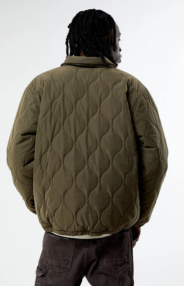 Olive Quilted Coach Jacket