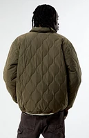 PacSun Olive Quilted Coach Jacket