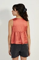 PacSun Kids Peach Satin Button Front Tank Top