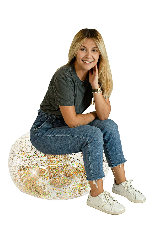 PoolCandy Air Candy Inflatable Gold Glitter Ottoman