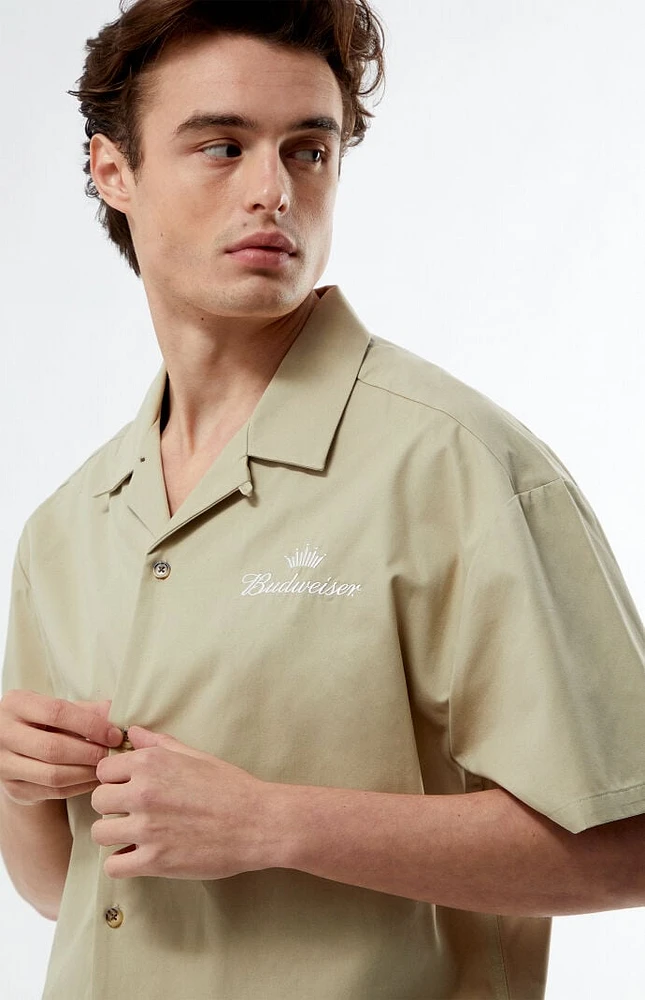 Budweiser By PacSun Eureka Cropped Woven Camp Shirt