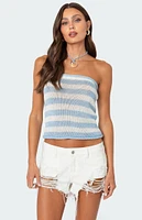 Edikted Nox Striped Crochet Tube Top