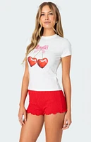 Edikted Cherry Heart T-Shirt