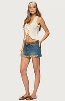 Edikted Shaina Iridescent Denim Mini Skirt