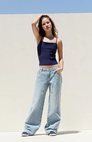 PacSun Light Indigo Low Rise Baggy Track Jeans