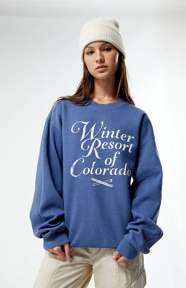 Golden Hour Winter Resort Of Colorado Crew Neck Sweatshirt