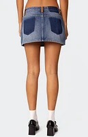 Edikted Vera Suede Trim Denim Mini Skirt