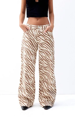 PacSun Casey Zebra Print Low Rise Baggy Jeans