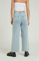 Pacsun Light Indigo Ripped Cropped Wide Leg Jeans
