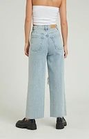 PacSun Light Indigo Ripped Cropped Wide Leg Jeans