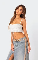 Edikted Mandy Cropped Cotton Lace Corset