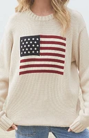 John Galt Nico American Flag Crew Neck Sweater