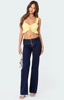 Edikted Tie Front Ruffled Top