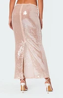 Edikted Riki Sheer Sequin Maxi Skirt