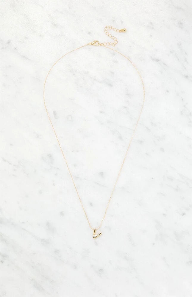 LA Hearts V Initial 14K Gold Plated Necklace