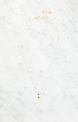 LA Hearts V Initial 14K Gold Plated Necklace