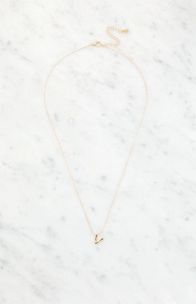 LA Hearts V Initial 14K Gold Plated Necklace