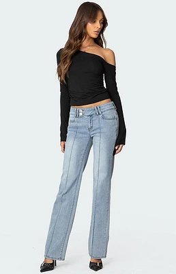 Edikted Avril Boot Cut Low Rise Jeans