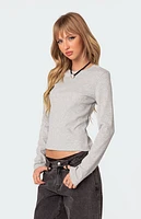 Edikted Marny Long Sleeve Waffle T-Shirt