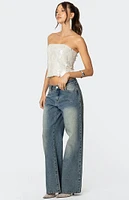 Edikted Samara Sequin Strapless Top