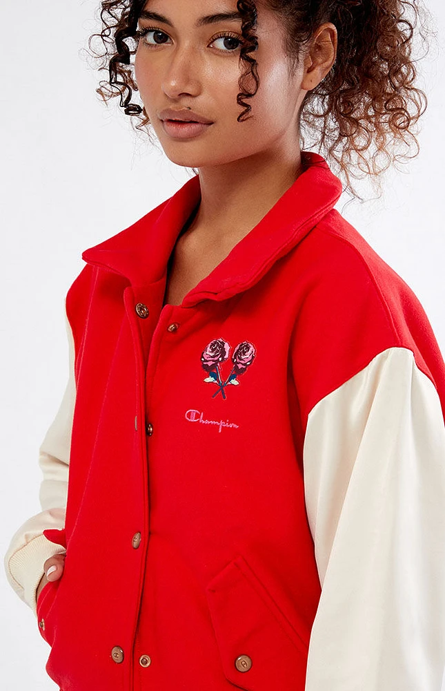 Champion Red Letterman Patch Jacket