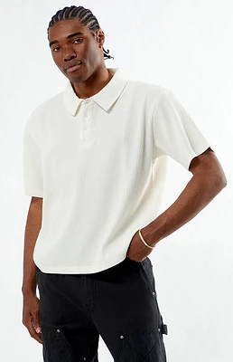Pacsun Cream Ribbed Polo Shirt