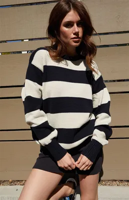 White & Black Striped Brianna Sweater