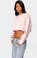 Edikted Chunky Bow Cropped Sweater