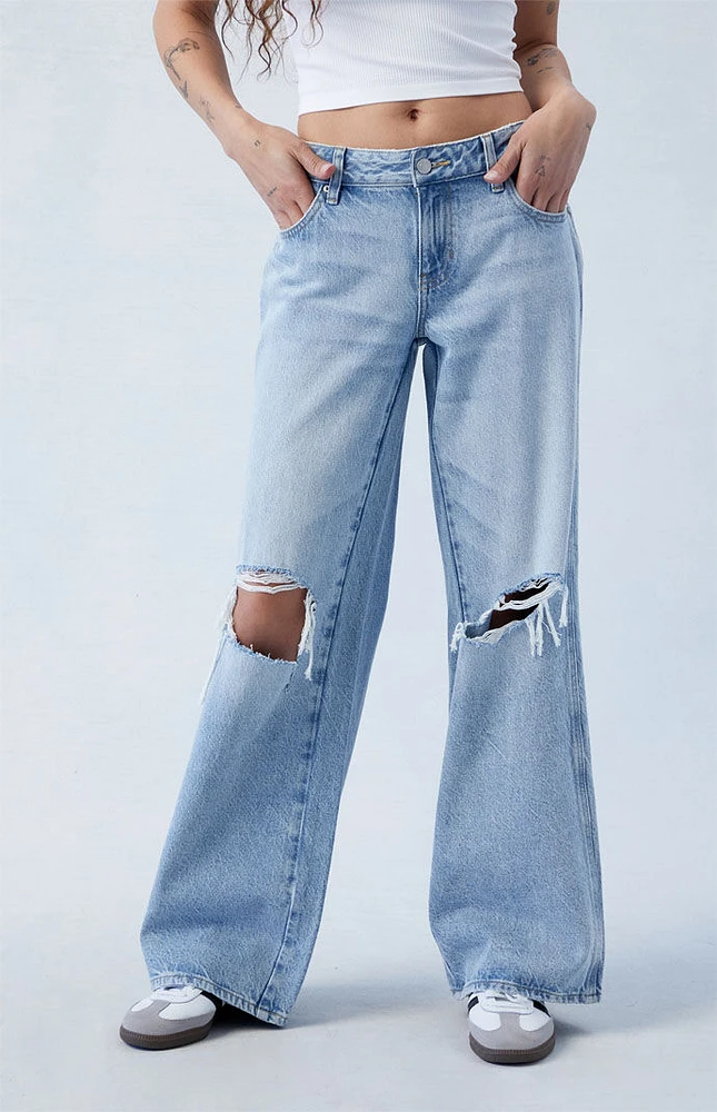 PacSun Eco Light Blue Ripped Low Rise Baggy Jeans