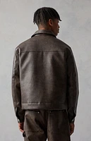 FORD Faux Leather Bull Zip Up Jacket