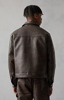 FORD Faux Leather Bull Zip Up Jacket