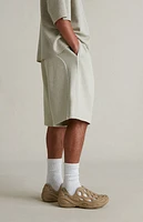 Fear of God Essentials Heather Stone & Cloud White Basketball Fleece Sweat Shorts