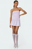 Edikted Striped Scrunch Strapless Mini Dress