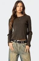 Edikted Distressed Ribbed Knit Sweater