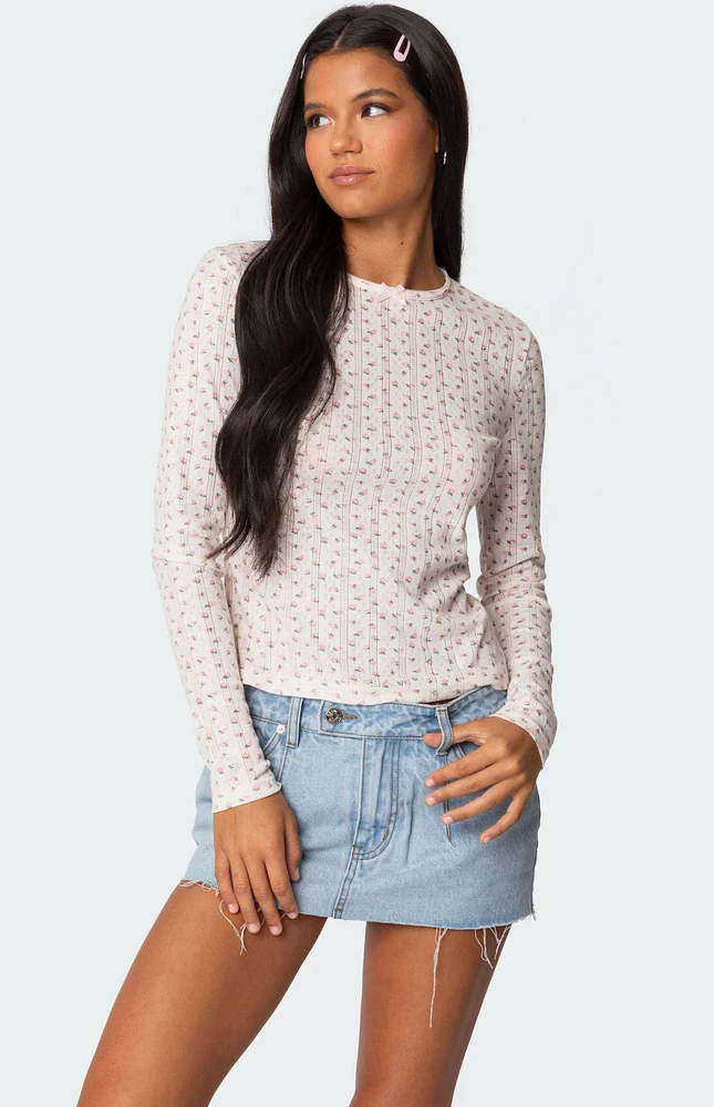 Edikted Emery Printed Pointelle Top