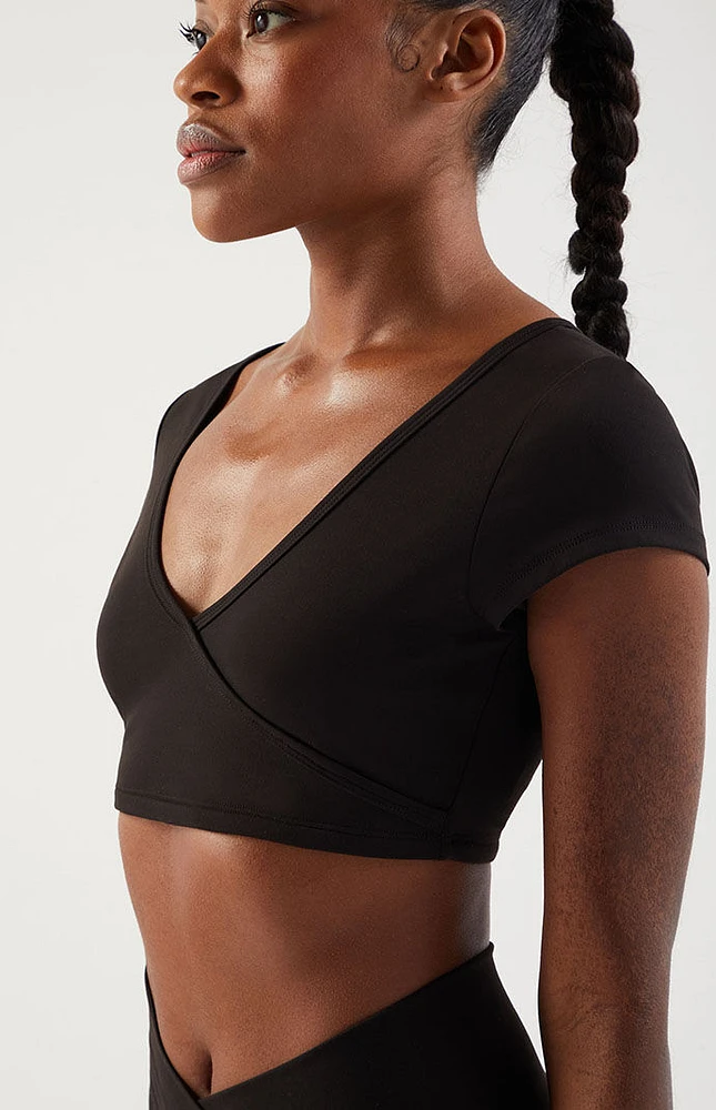 PAC 1980 WHISPER Black Active Anya Surplice Bralette Top