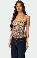 Edikted Tiger Printed Mesh Babydoll Top