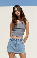 PacSun Medium Indigo Rivet Low Rise Denim Mini Skirt